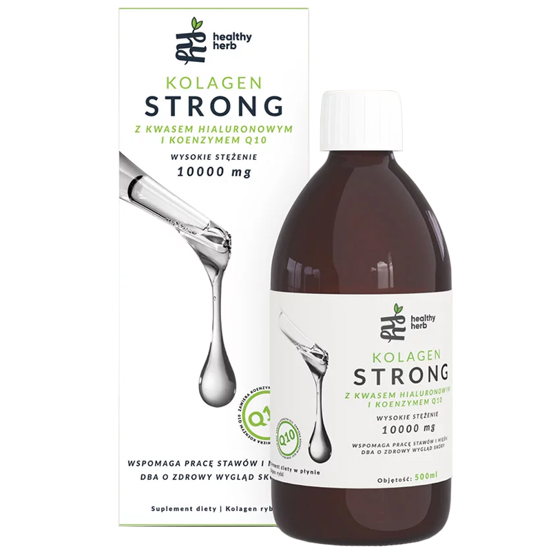 Healthy Herb Kolagen Strong 10000 mg, z kwasem hialuronowym i koenzymem Q10, 500 ml