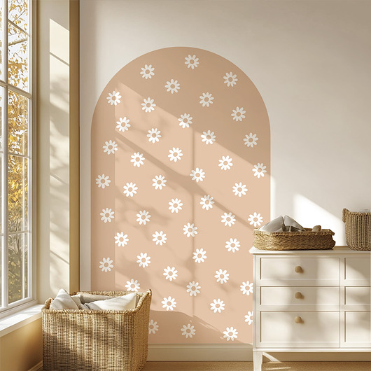 ŁUK BEŻOWY - STOKROTKI - naklejka na ścianę