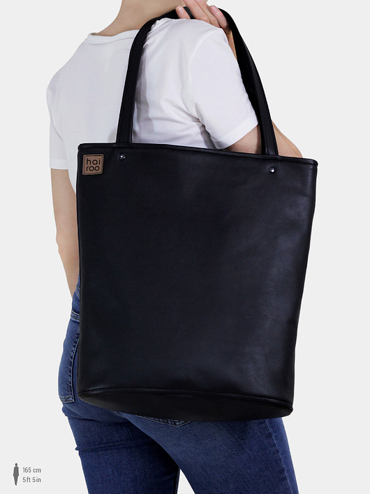 Shopper XL torba czarna na zamek