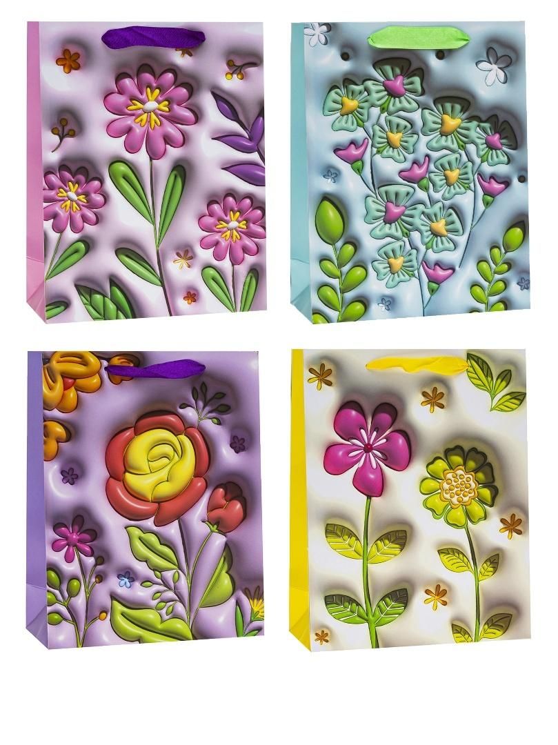 Torebka ozdobna 18x23x8cm kwiaty mix Rozette - artykuł papierniczy