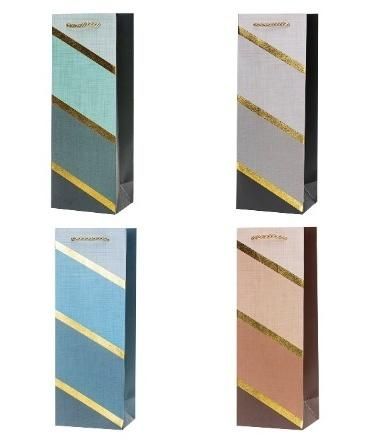 Torebka ozdobna na butelkę 12x36x9cm mix Rozette - artykuł papierniczy