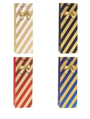 Torebka ozdobna na butelkę 12x35x9cm mix Rozette - artykuł papierniczy