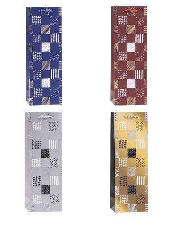 Torebka ozdobna na butelkę 12x35x9cm mix Rozette - artykuł papierniczy