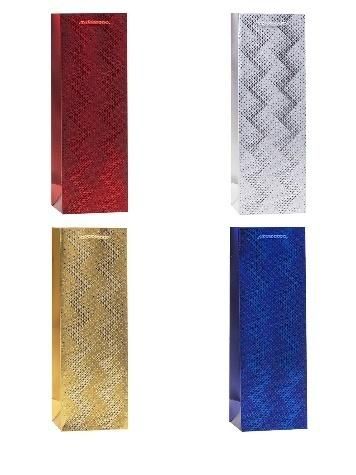 Torebka ozdobna na butelkę 12x36x9cm mix Rozette - artykuł papierniczy