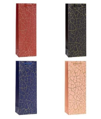 Torebka ozdobna na butelkę 12x36x9cm mix Rozette - artykuł papierniczy