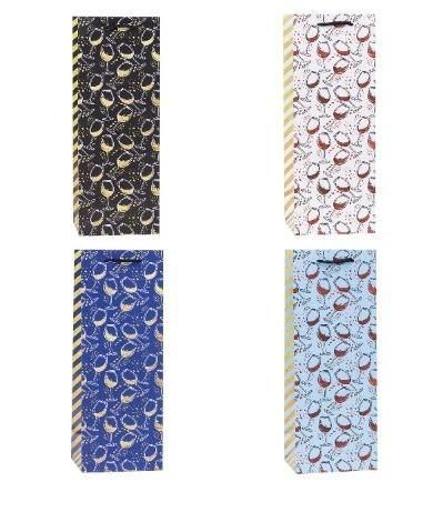 Torebka ozdobna na butelkę 12x36x9cm mix Rozette - artykuł papierniczy