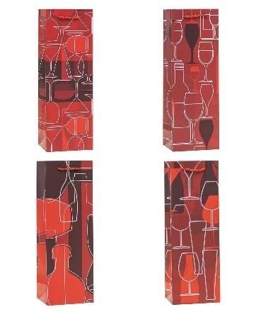 Torebka ozdobna na butelkę 12x36x9cm mix Rozette - artykuł papierniczy