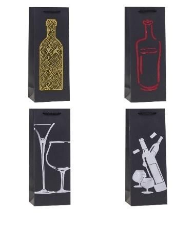 Torebka ozdobna na butelkę 12x36x9cm mix Rozette - artykuł papierniczy