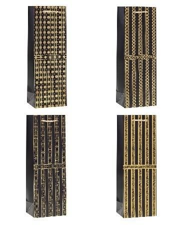 Torebka ozdobna na butelkę 12x36x9cm mix Rozette - artykuł papierniczy