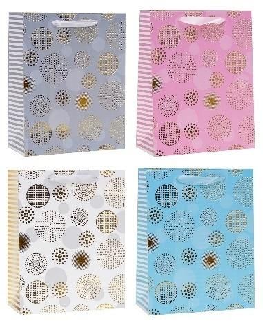 Torebka ozdobna 26x32x10cm hot-stamp mix Rozette - artykuł papierniczy