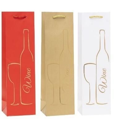 Torebka ozdobna na butelkę 12x36x9cm mix Rozette - artykuł papierniczy