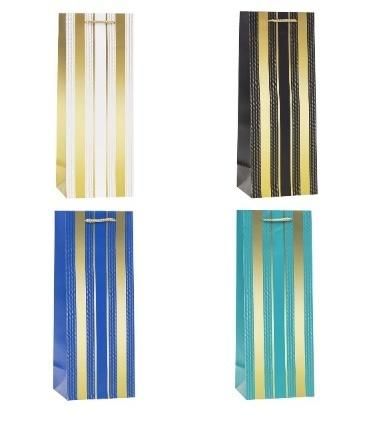 Torebka ozdobna na butelkę 12x36x9cm mix Rozette - artykuł papierniczy