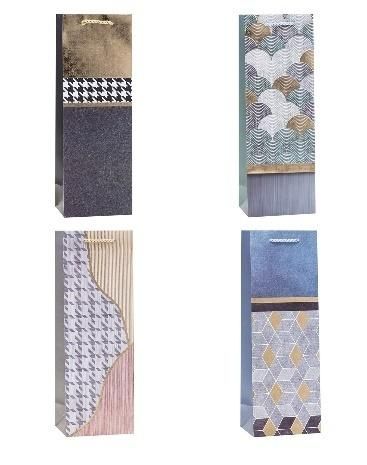 Torebka ozdobna na butelkę 12x35x9cm mix Rozette - artykuł papierniczy