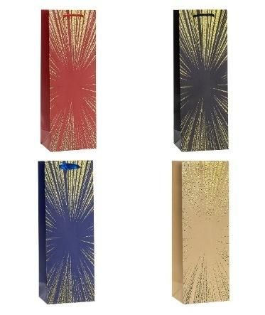 Torebka ozdobna na butelkę 12x36x9cm mix Rozette - artykuł papierniczy