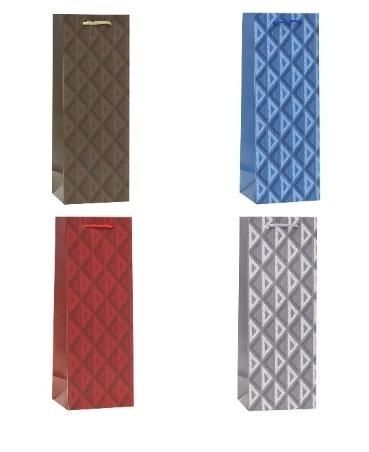 Torebka ozdobna na butelkę 12x36x9cm mix Rozette - artykuł papierniczy
