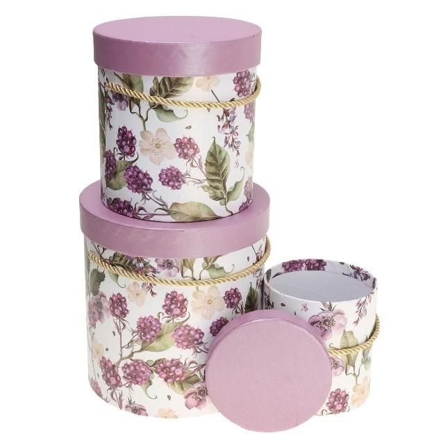 Pudełko Flower Box 3szt purpurowy Rozette
