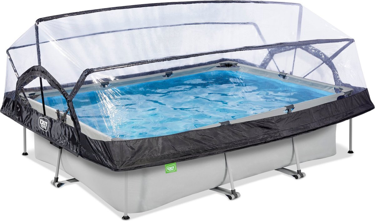 Exit Basen ogrodowy stelażowy 300x200x65 cm kopuła Stone jasno-szary
