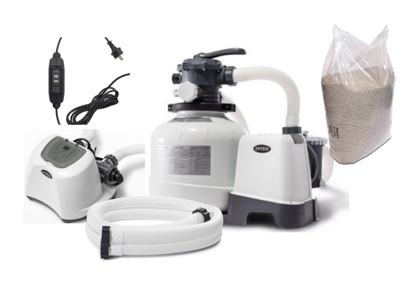 Intex Pompa piaskowa 6m3/h z generatorem chloru i piaskiem