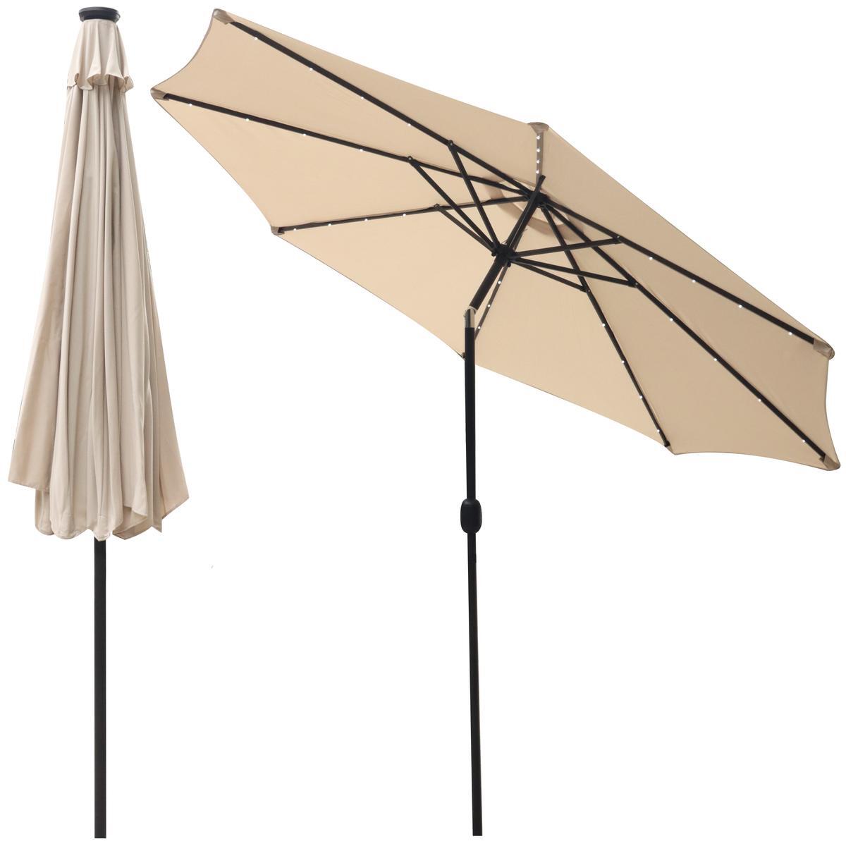 Parasol ogrdowy SASKA GARDEN z oświetleniem LED 300 cm Beżowy