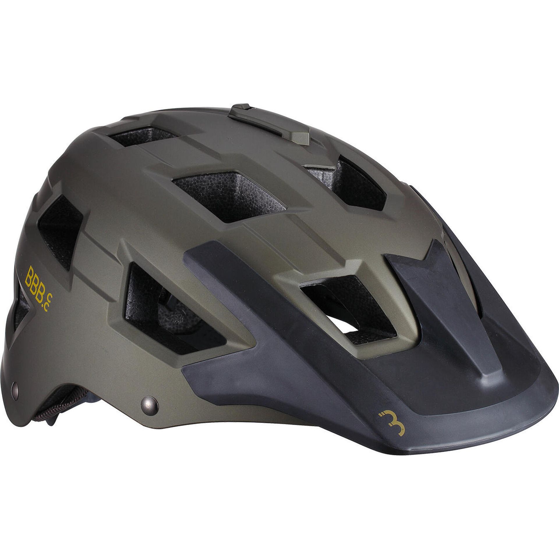 BBB Cycling Unisex Adult kask rowerowy Nanga MTB damski i męski duży wizjer uchwyt na aparat matowy oliwkowo-zielony L (58-61 cm) BHE-54 BHE-54
