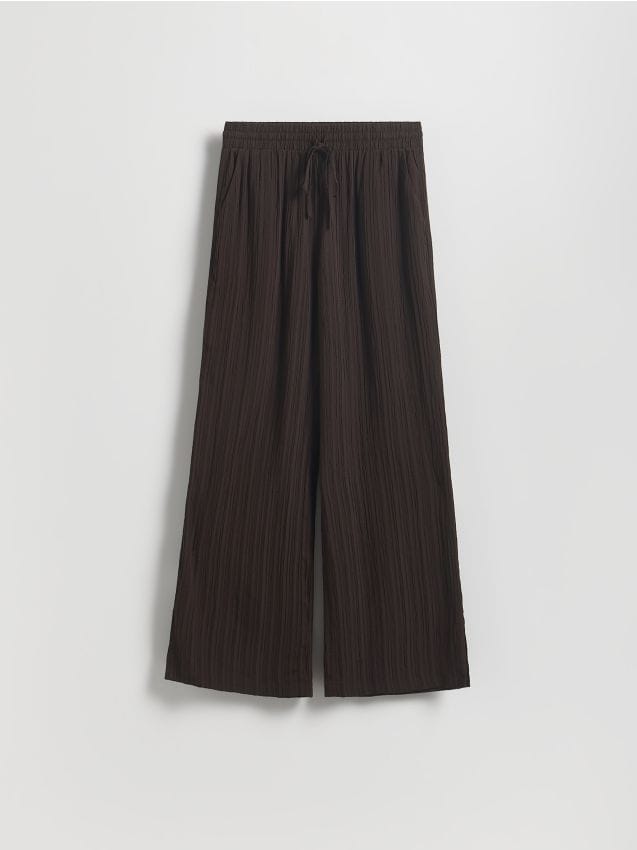 Reserved - Strukturalne spodnie - ciemnobrązowy