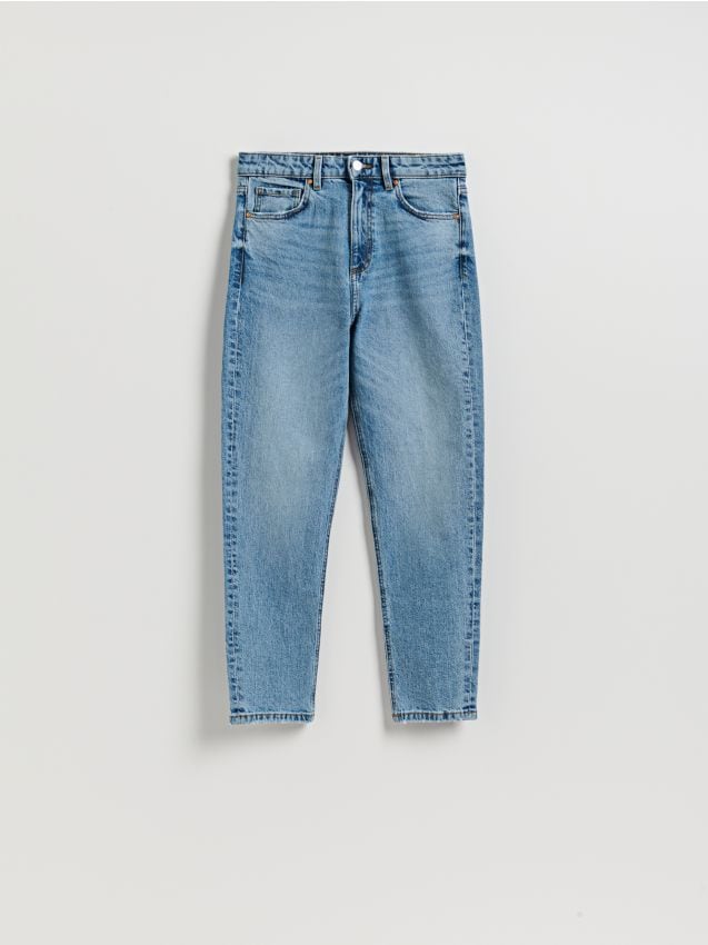 Reserved - Jeansy mom fit slim - niebieski