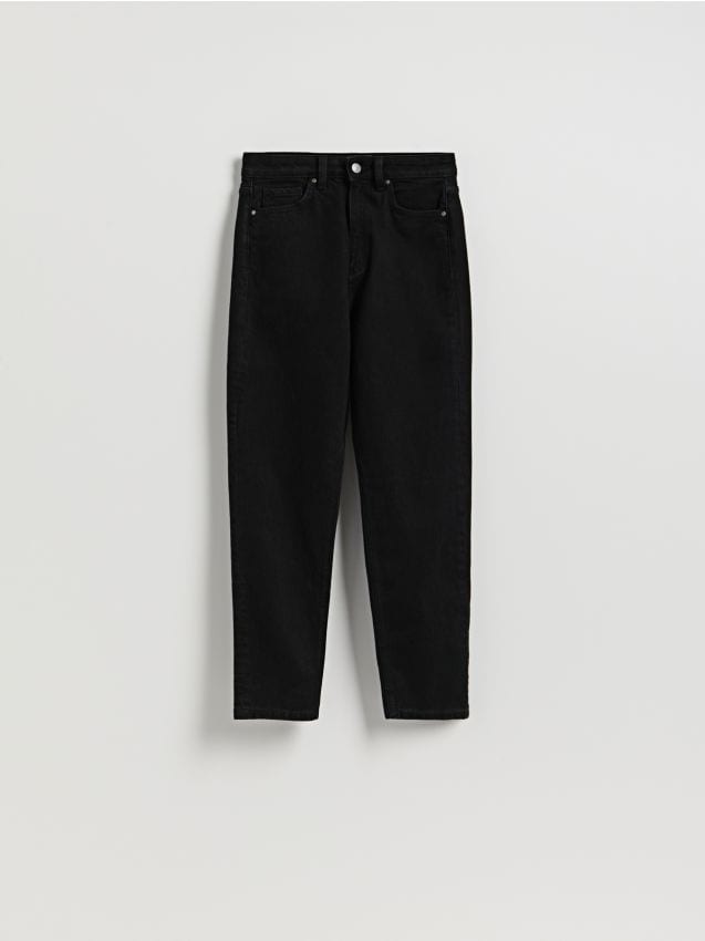 Reserved - Jeansy mom fit slim - czarny