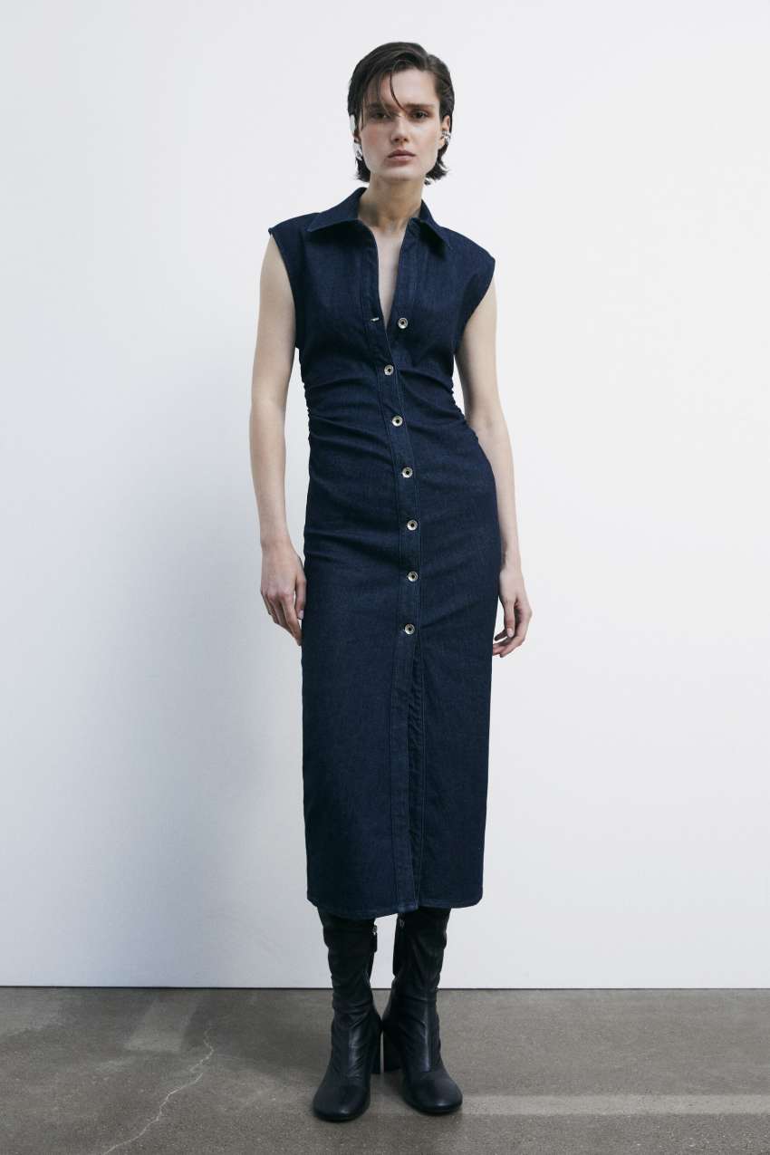 Dżinsowa sukienka midi bez rękawów