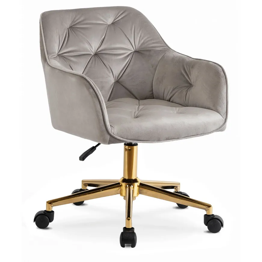 EDINOS Welurowe szare krzesło obrotowe F7-K03