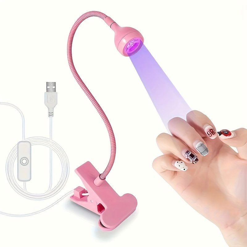 TEMU 1 Mini LED Lampa do Paznokci - Przenośna, Zasilana przez USB, Elastyczny Obrotowy Szyjka, Idealna do Domowej Pielęgnacji Paznokci, Bez Baterii,