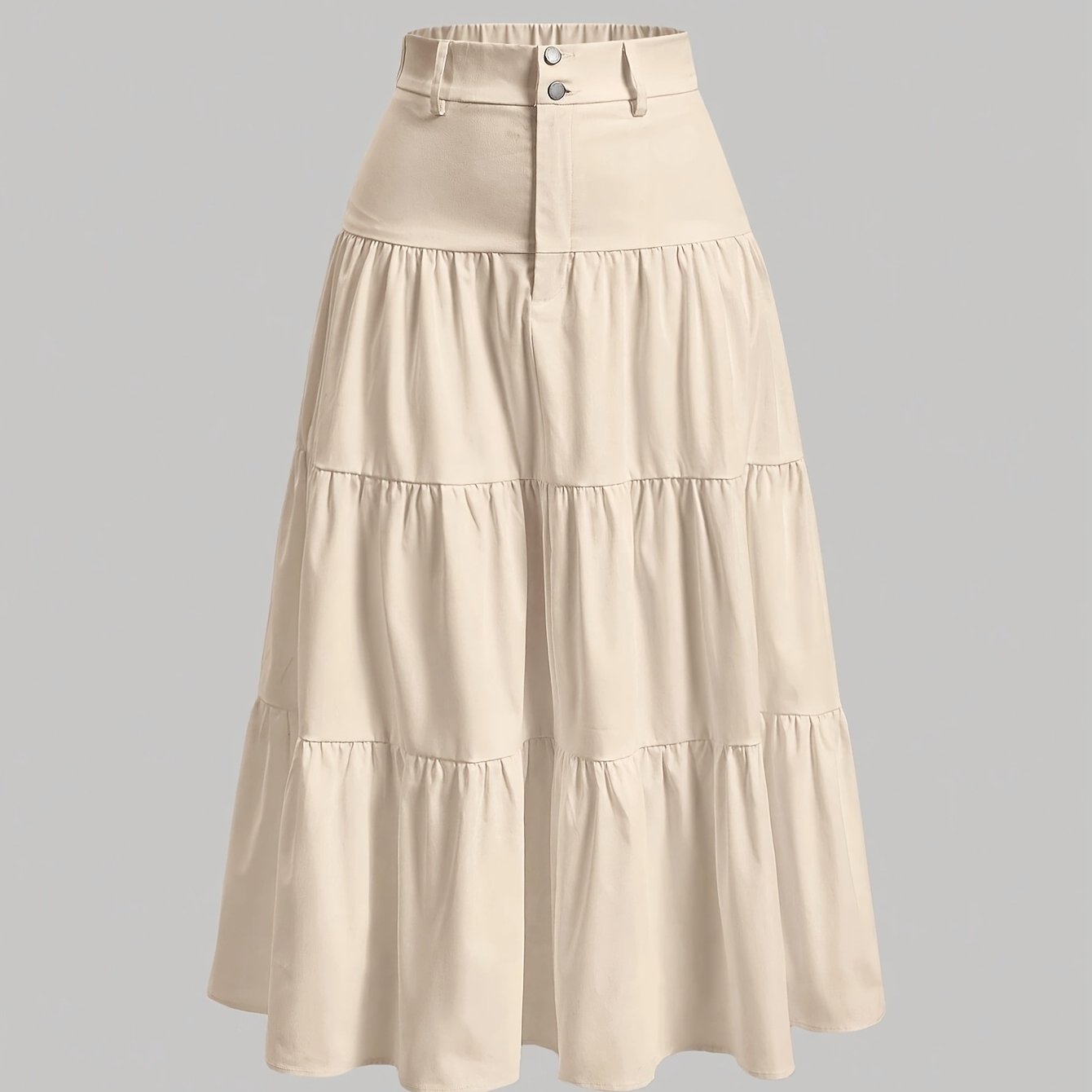 TEMU Damska spódnica w jednolitym kolorze z wysokim stanem, eleganckie guziki i kieszenie, idealna na wiosnę/, do noszenia na co dzień i na specjalne