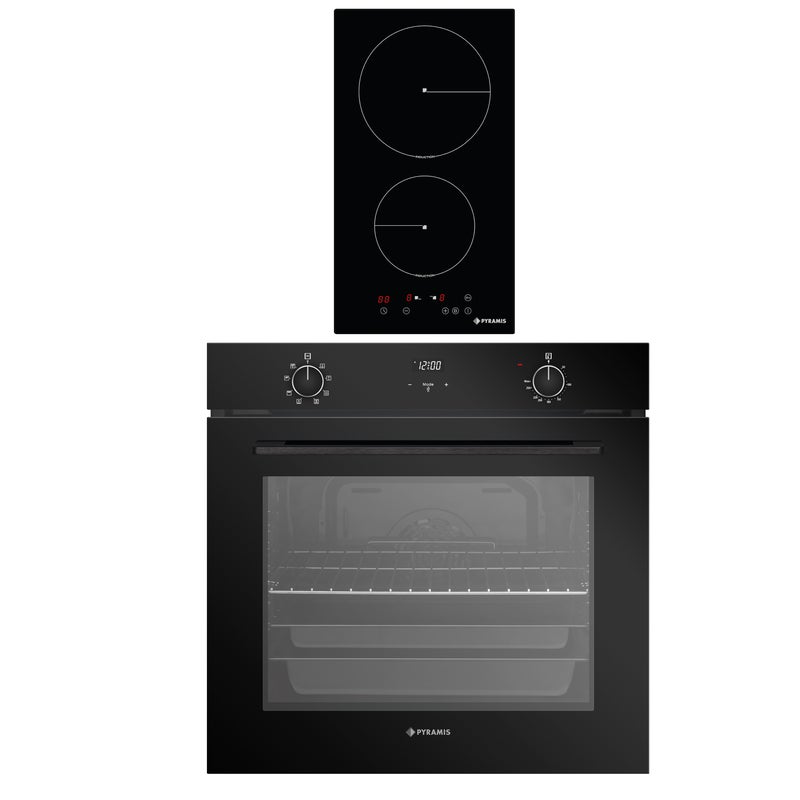 Zestaw piekarnik z płytą indukcyjną dwupalnikową PO78072008SBL32230FMB Pyramis