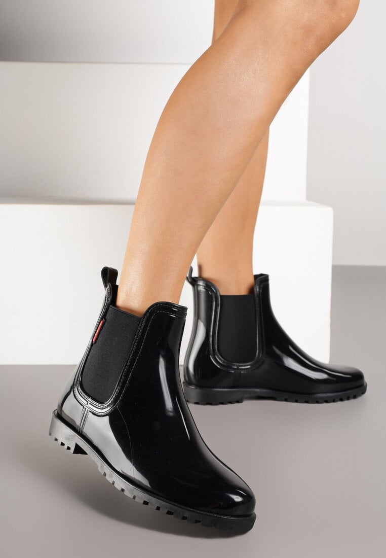 Czarne Kalosze w Stylu Sztybletów Nolevia