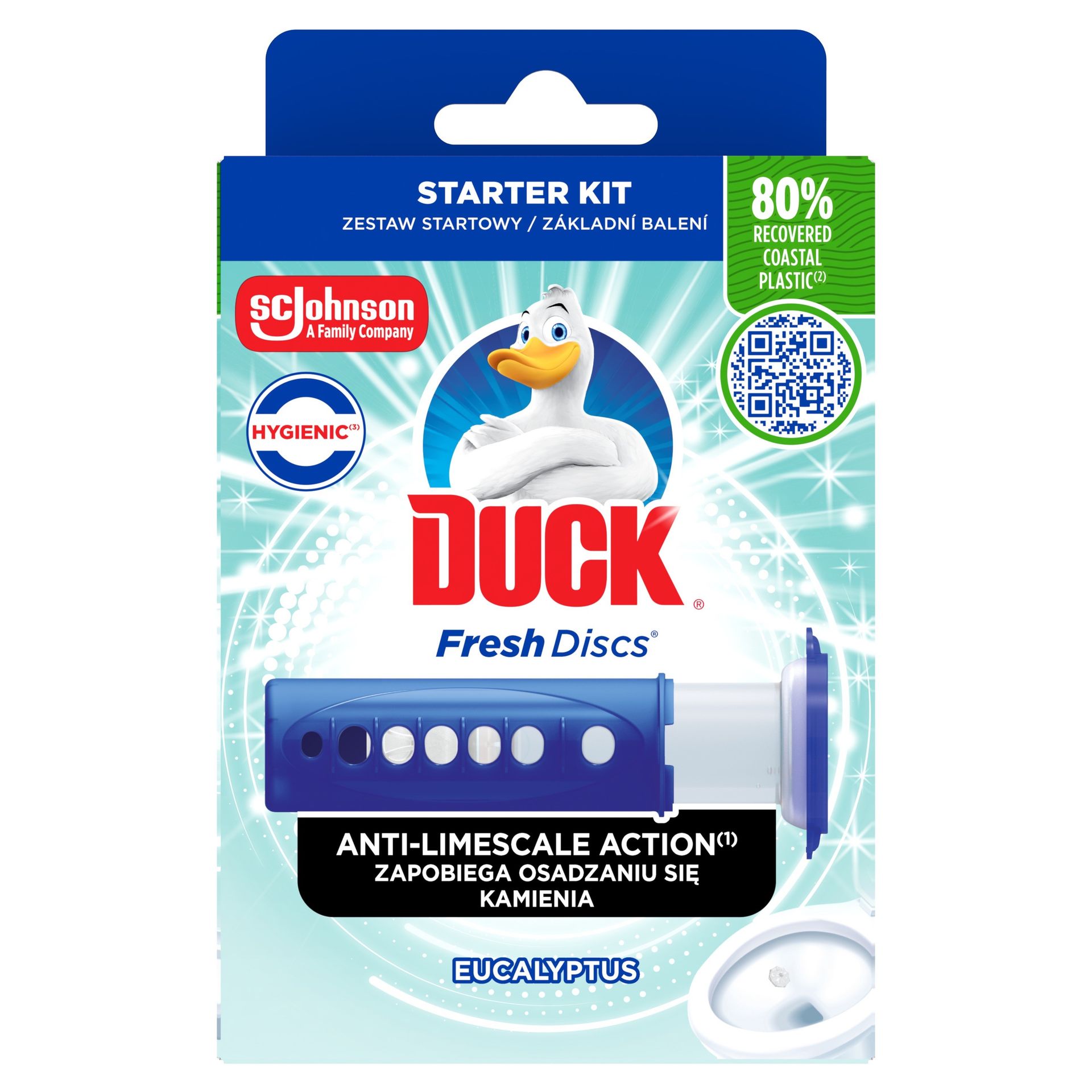 Żelowe krążki do toalety o zapachu eukaliptusa Duck Fresh Discs Active