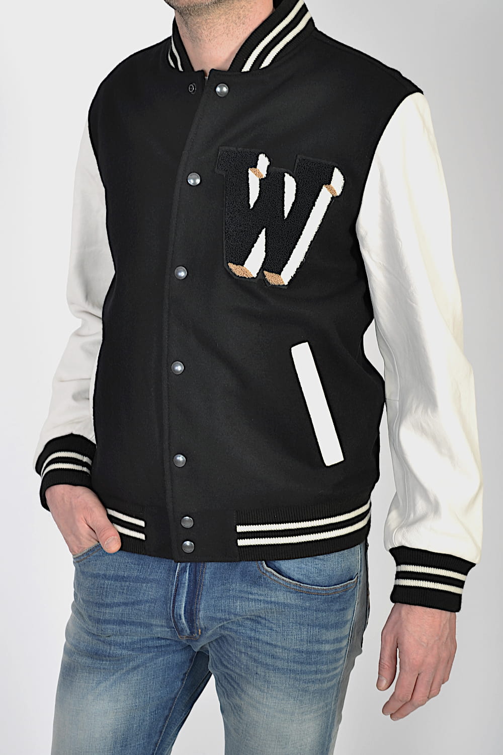 WRANGLER LEATHER BASEBALL BLACK KURTKA BEJSBOLÓWKA