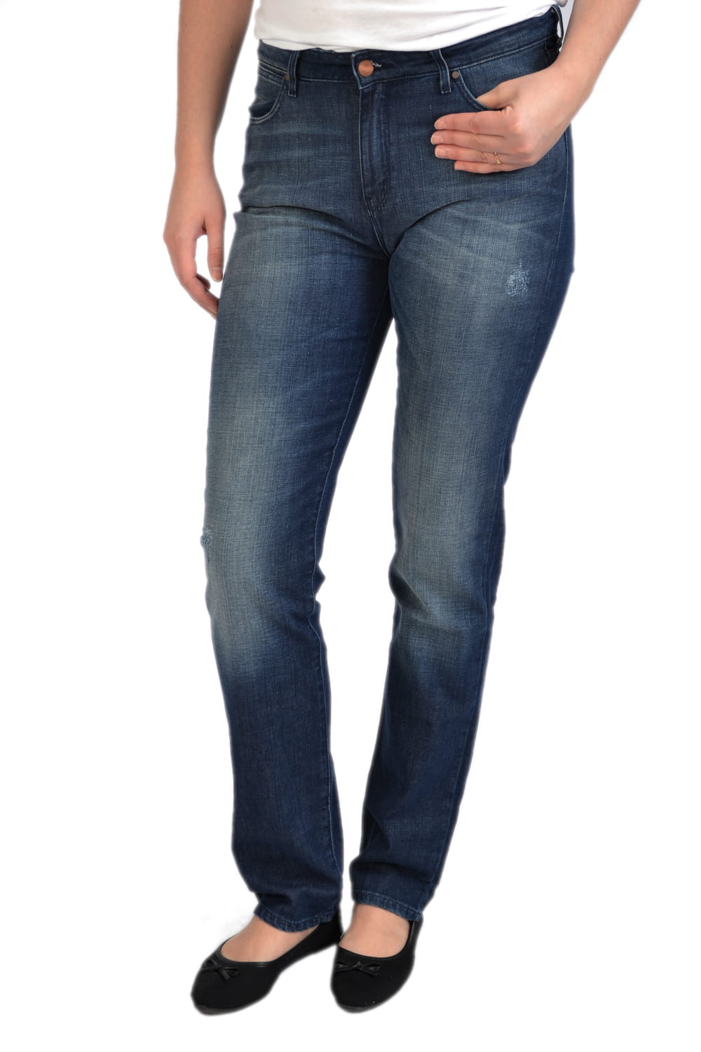 WRANGLER STRAIGHT VINTAGE BLUE JEANSY DAMSKIE