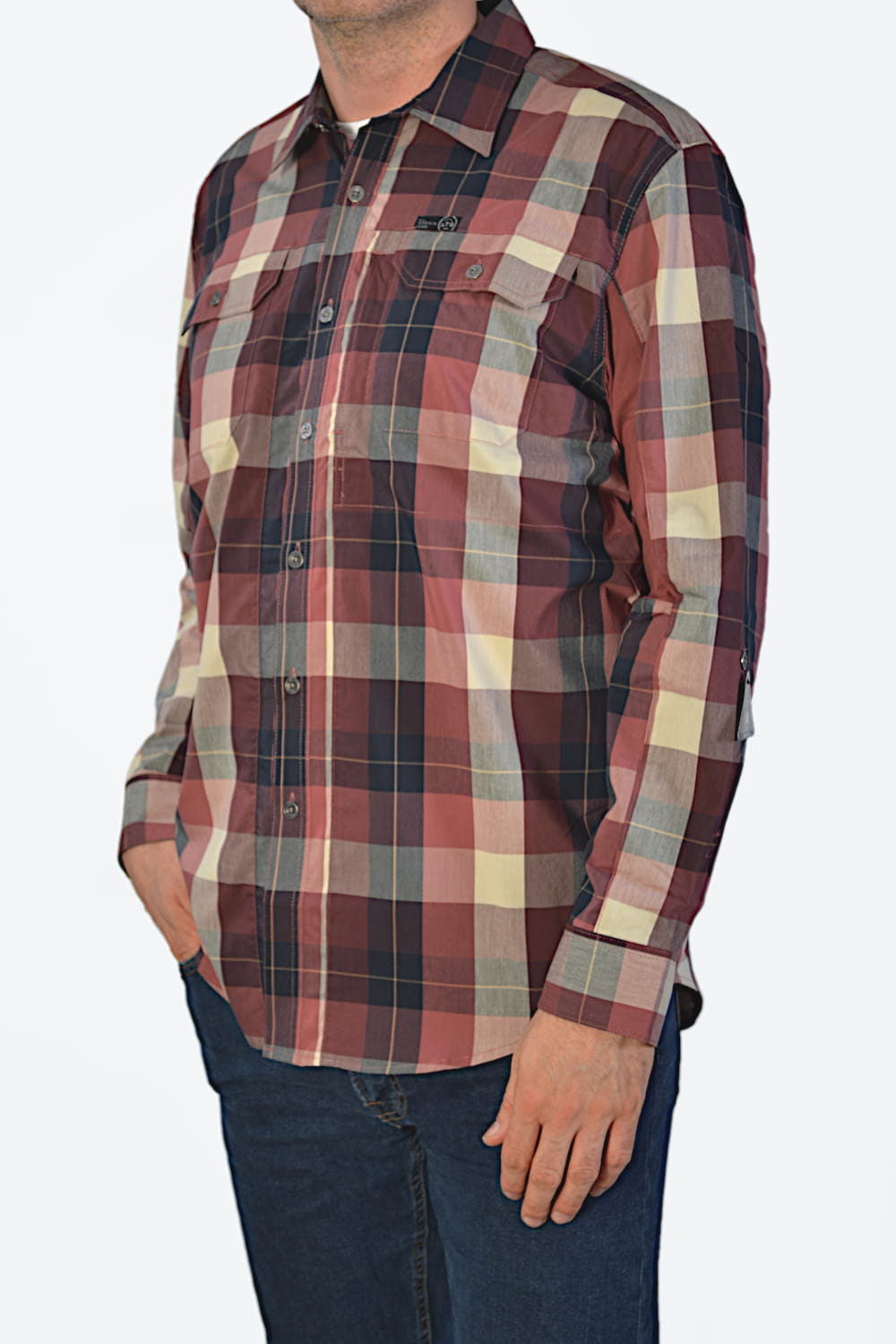 WRANGLER MIXED MATERIAL SHIRT APPLE BUTTER