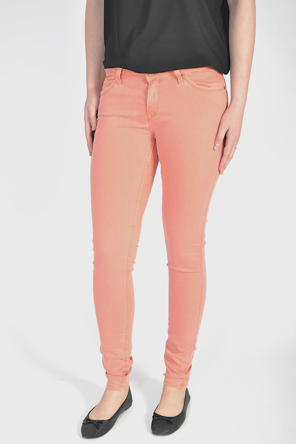 LEE TOXEY SUPER SKINNY APRICOT SPODNIE DAMSKIE