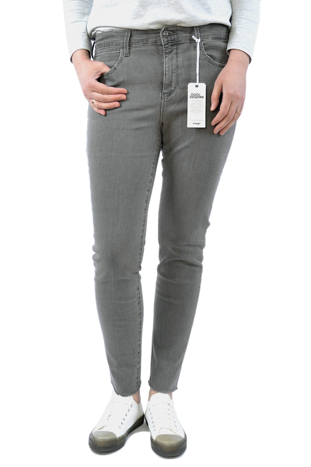 WRANGLER SKINNY HIGH RISE GREY MULE JEANSY DAMSKIE 7/8