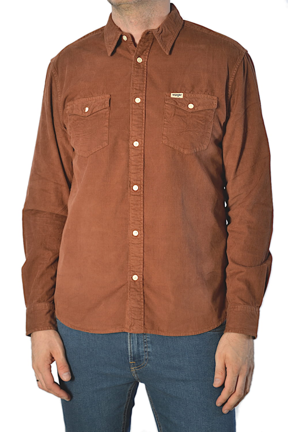 WRANGLER LS 2PKT FLAP SHIRT TORTOISE SHELL KOSZULA SZTRUKSOWA
