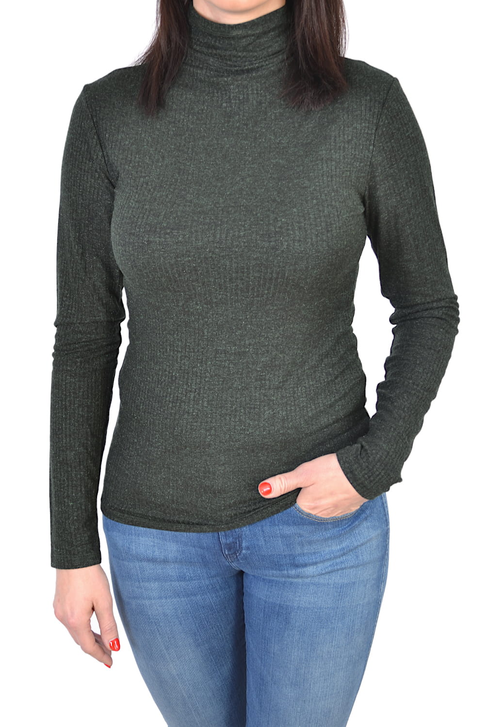 LEE HIGH NECK TOP NEW ARMY GREEN GOLF DAMSKI CIENKI