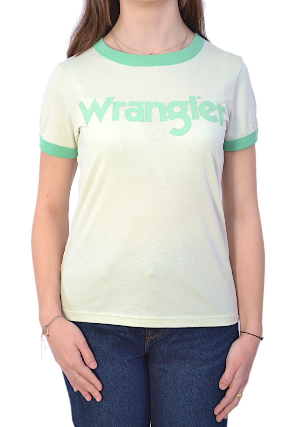 KOSZULKA DAMSKA WRANGLER RINGER TEE ALMOST AQUA T-SHIRT DAMSKI