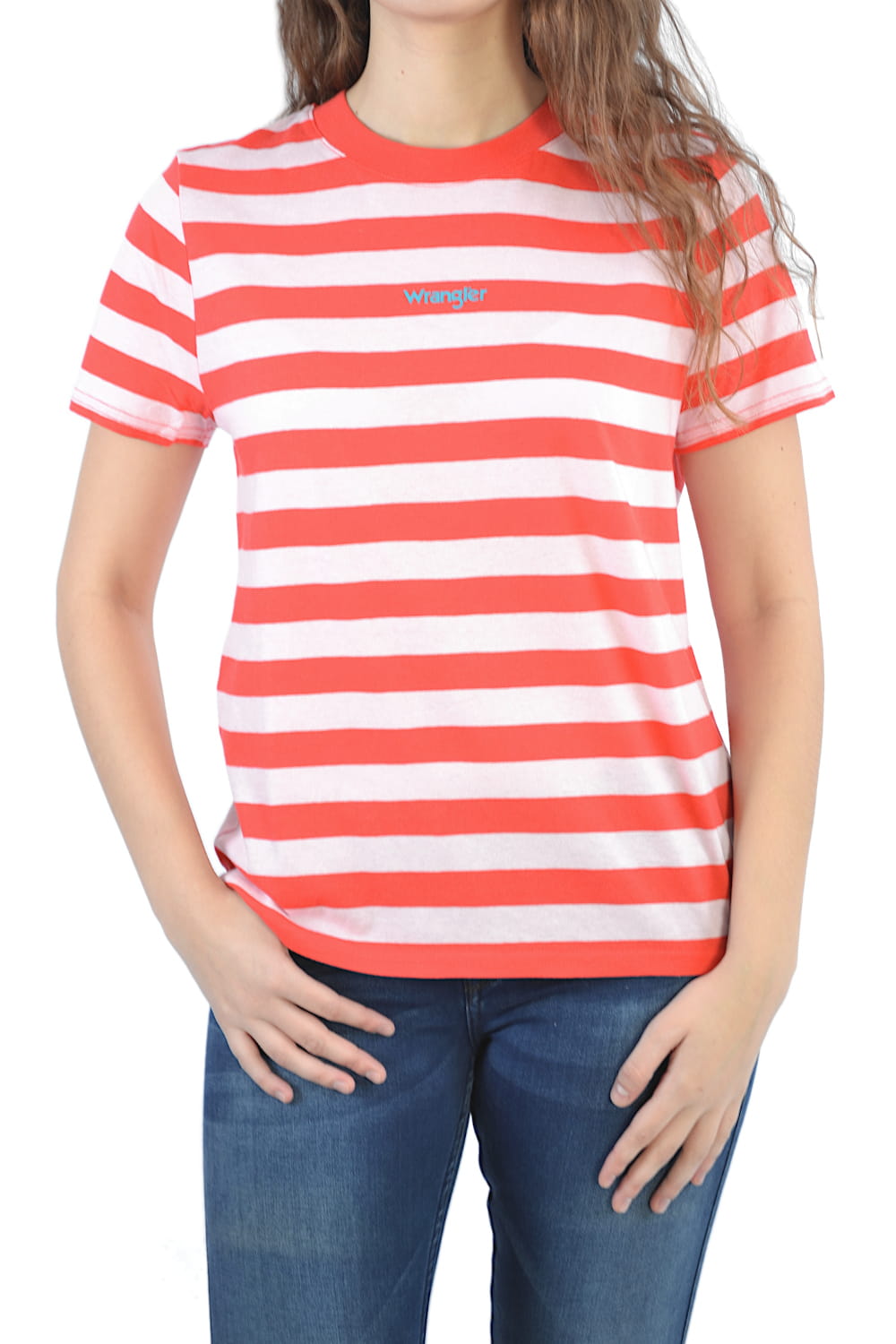 WRANGLER SS STRIPE TEE BITTER RED T-SHIRT DAMSKI
