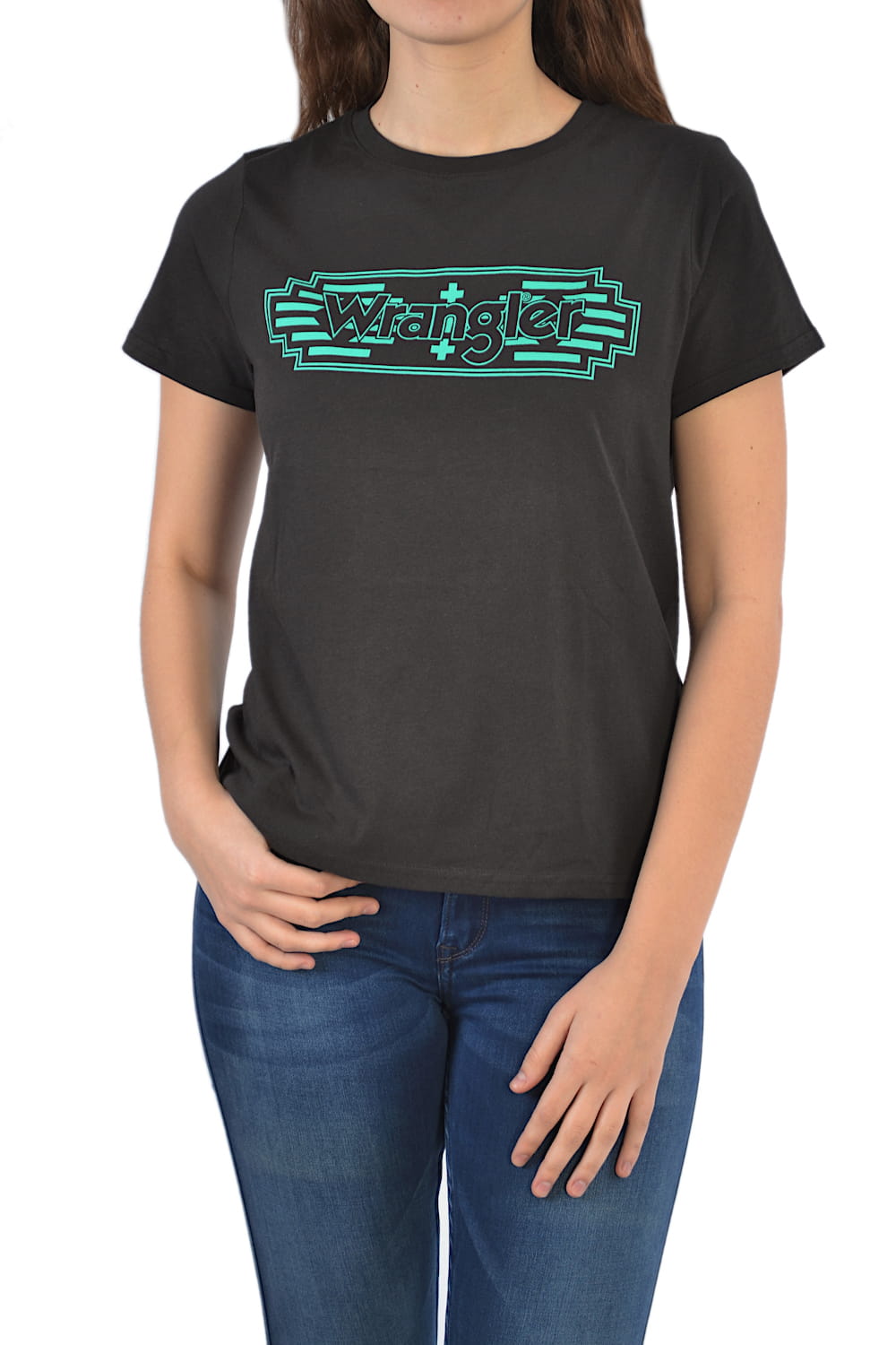 WRANGLER SS GRAPHIC TEE FADED BLACK CZARNY T-SHIRT DAMSKI