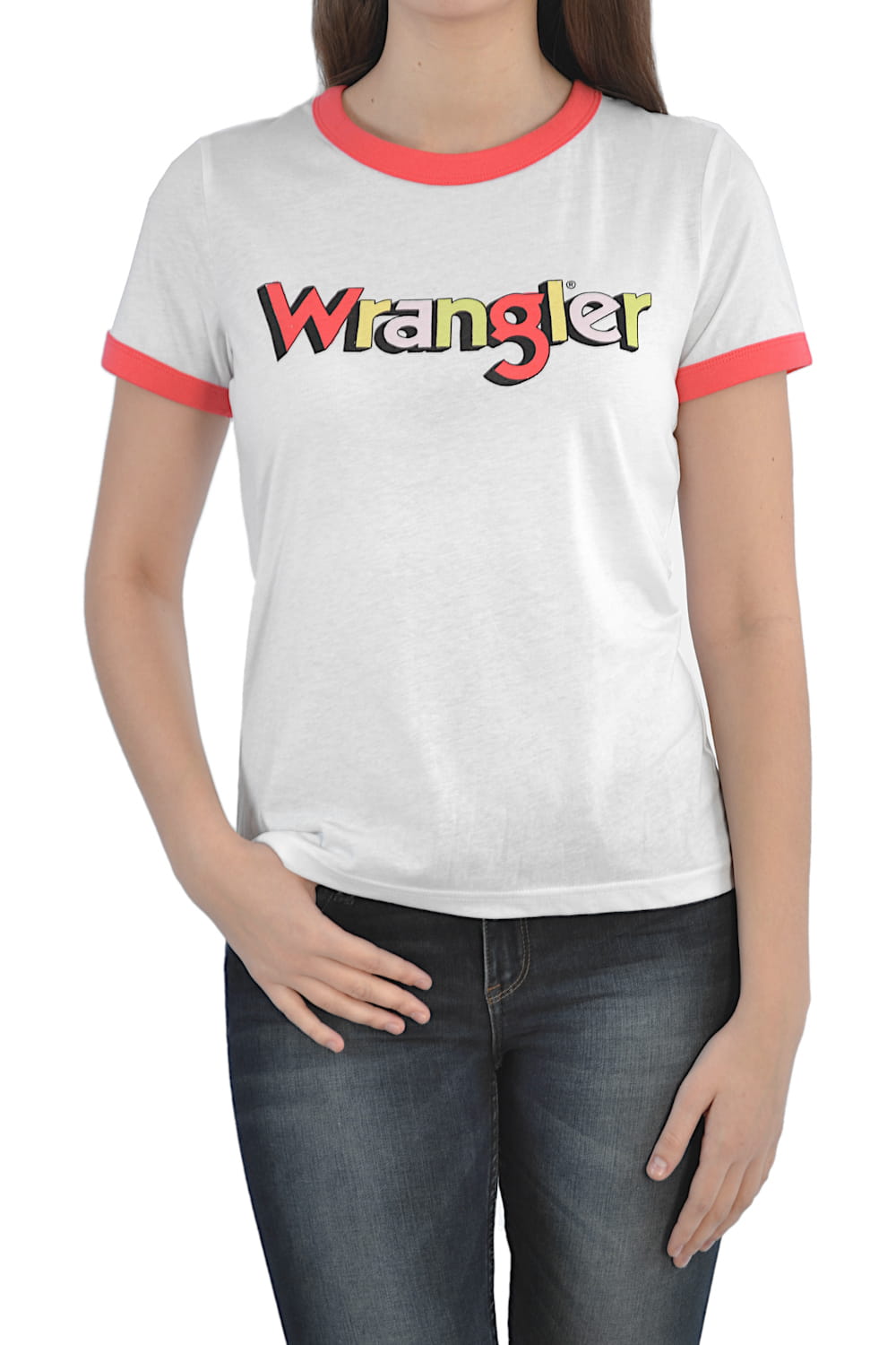 WRANGLER RINGER TEE PARADISE PINK LOGO T-SHIRT DAMSKI