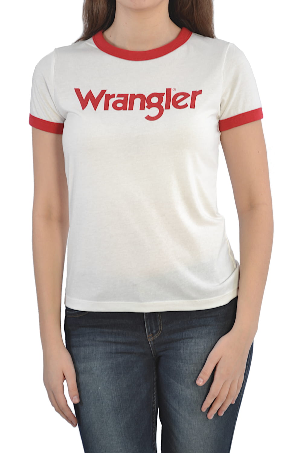 WRANGLER RINGER TEE OFF WHITE LOGO T-SHIRT DAMSKI