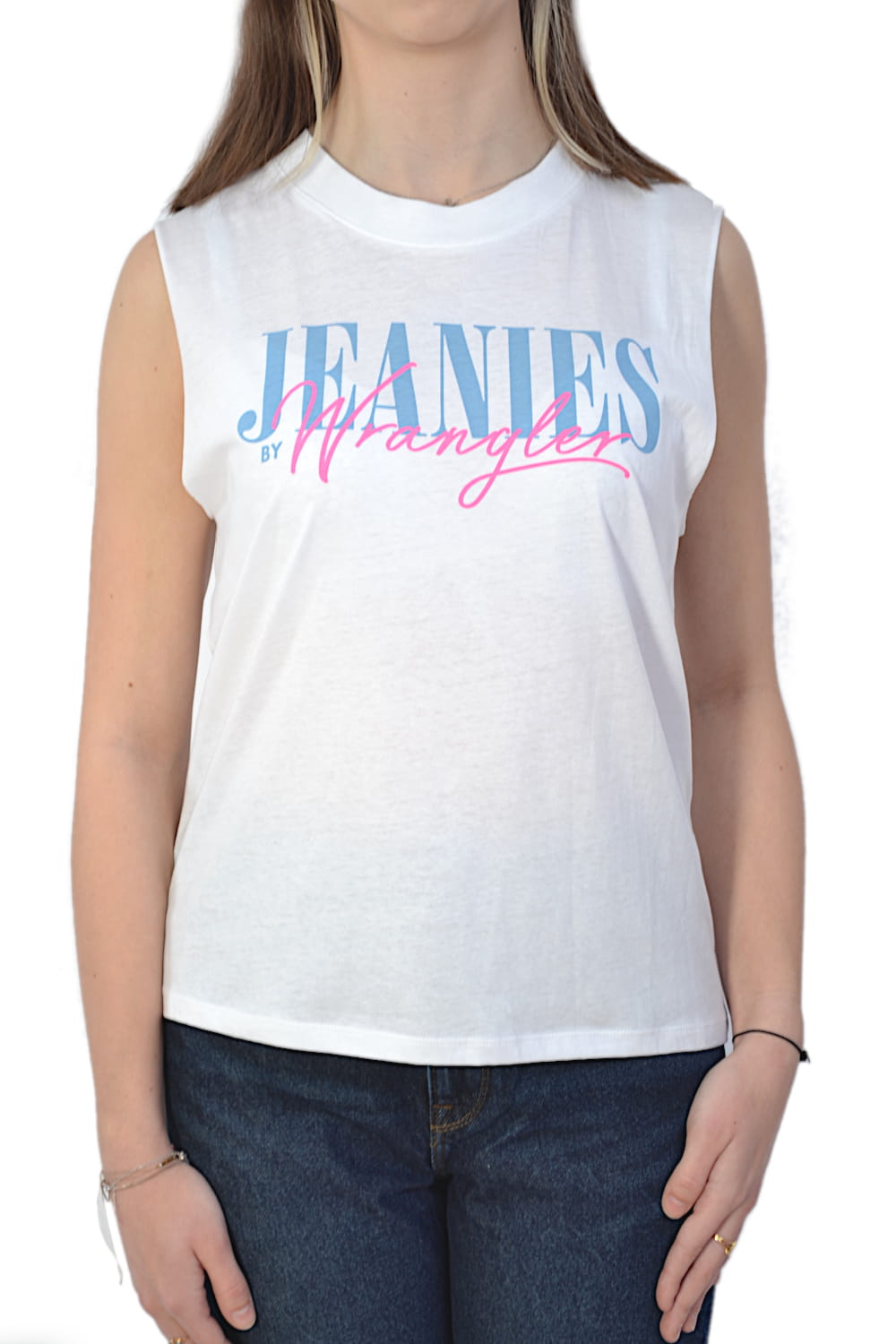 KOSZULKA DAMSKA WRANGLER SLEEVELESS TEE WHITE BEZRĘKAWNIK DAMSKI