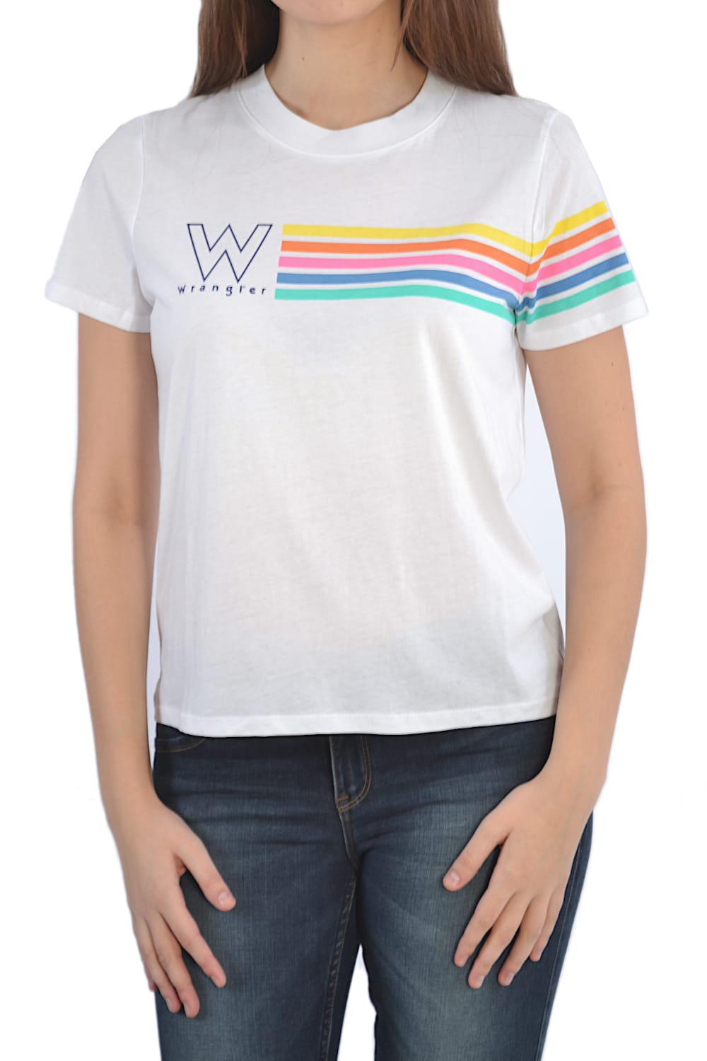 WRANGLER HIGH RIB REGULAR TEE REAL WHITE BIAŁY T-SHIRT DAMSKI