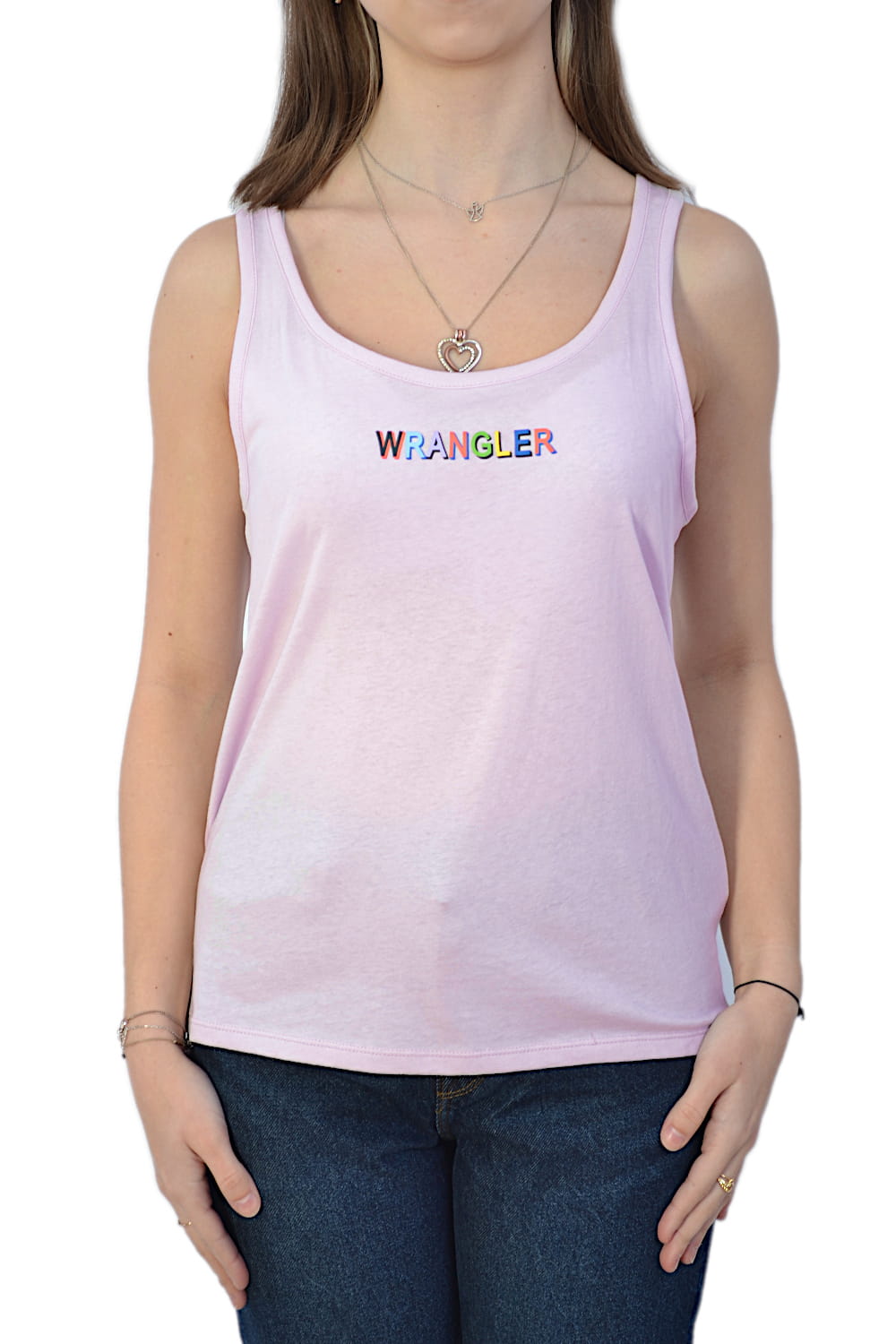 KOSZULKA NA RAMIĄCZKACH DAMSKA RÓŻOWA WRANGLER