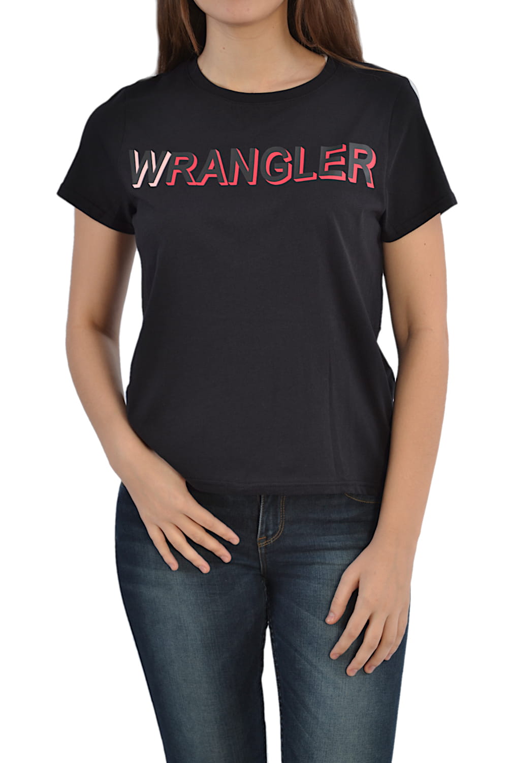 WRANGLER SS TEE BLACK CZARNY T-SHIRT DAMSKI